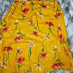 Vintage Vibrant Floral Yellow Maxi Skirt 80s 90s Made in USA Flowercore Flowy